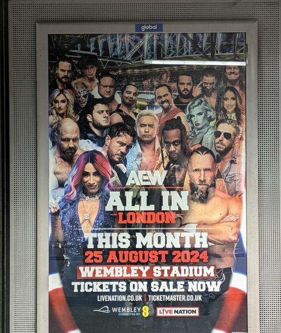 AEW All In: London (2024) advertised on the London Underground