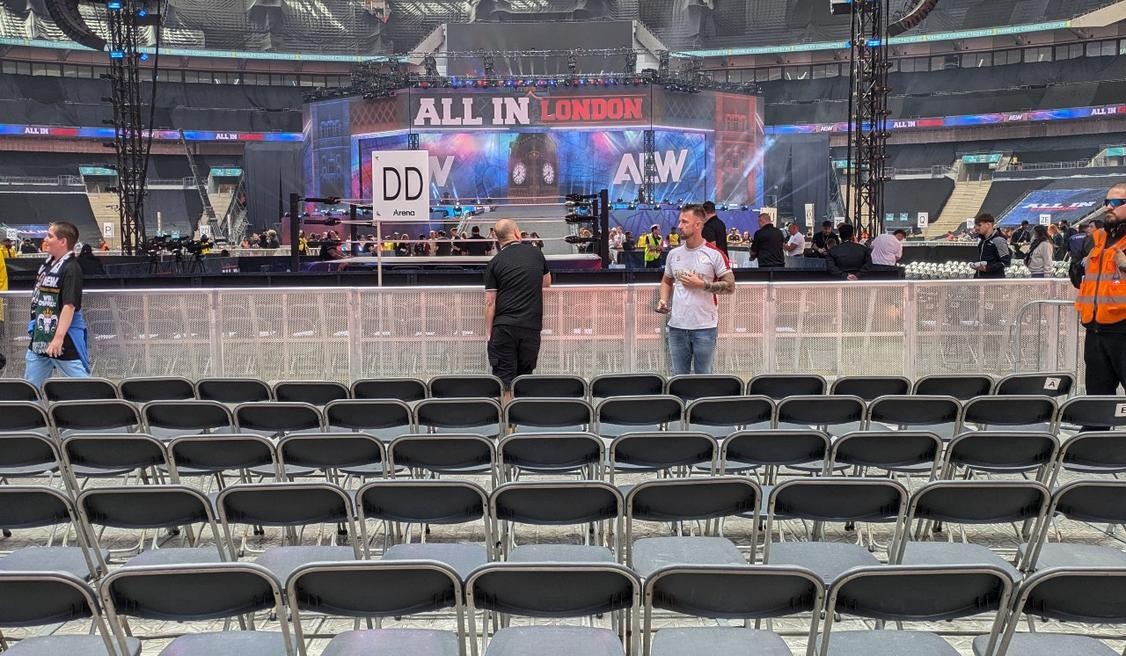 The stage and entrance ramp as seen from our seats