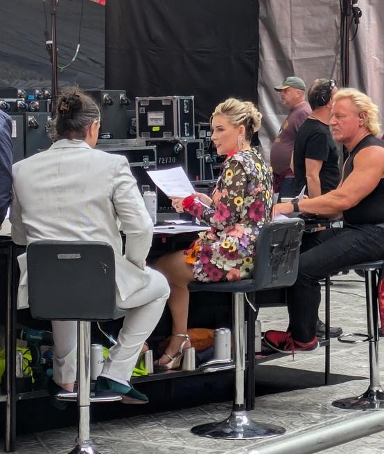 RJ City, Renee Paquette, and Jeff Jarrett preparing to host Zero Hour