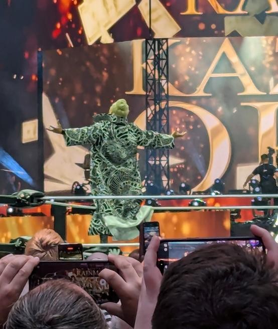 Kazuchika Okada soaks in the Wembley crowd during the Casino Gauntlet Match
