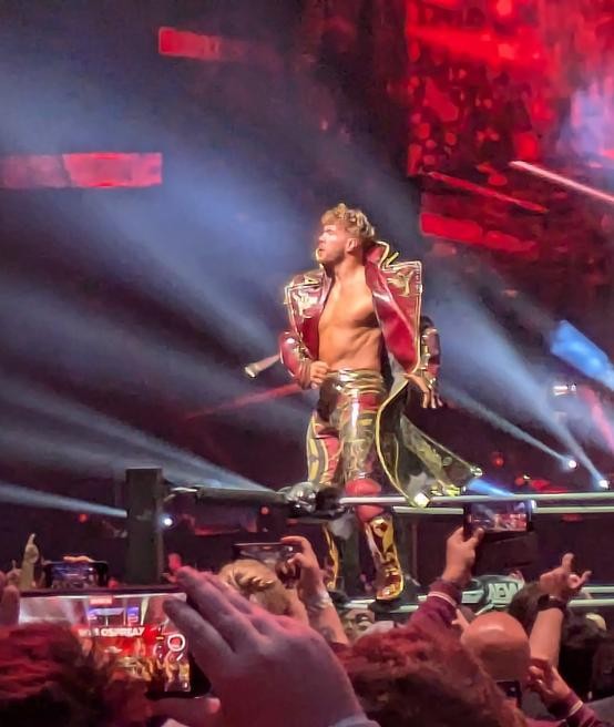 Will Ospreay soaks in the Wembley crowd during his entrance